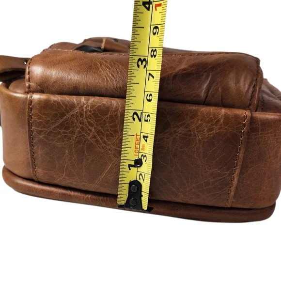 Leather Crossbody Bag Multi Pocket Travel Messenger Bag Unisex Adjustable Strap - Picture 15 of 15